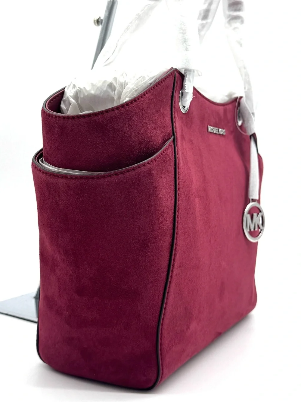 Michael Kors Jet Set Large Signature Logo Shoulder Bag - Maroon